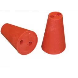 Raudonos gumos kamštis 35/60 mm dviejų skylių 9 mm