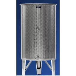 Nerūdijančio plieno atvira statinė, plokščiu dugnu ir kojom su 2 išleidimo kraneliais Zottel