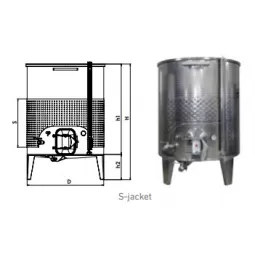 Nerūdijančio plieno atvira statinė maceracijai Zottel su S formos šaldymo marškiniais