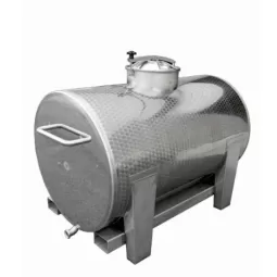 Nerūdijančio plieno talpa, horizontali, su stovu