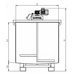 Nerūdijančio plieno maišymo talpos su krautuvo pagrindu ir maišytuvu Zottel