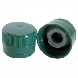 Plastikinis kamštelis su piltuvėliu aliejaus buteliui žalios spalvos