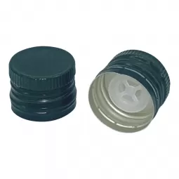 Užsukamas kamštelis su piltuvėliu PP31.5 žalios spalvos