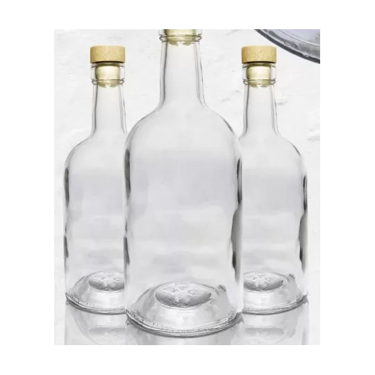 Stiklinis butelis Round, 0,5l, skaidrus, paletė 1764 vnt|Stikliniai buteliai