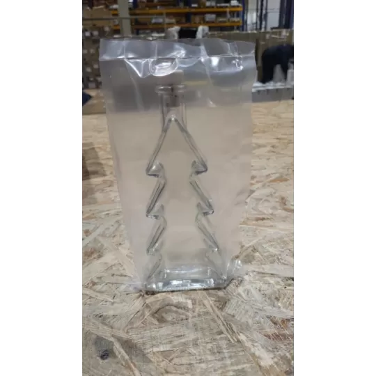 Stiklinis butelis Naujametinė eglutė su kamščiu 1 vnt|Stikliniai buteliai