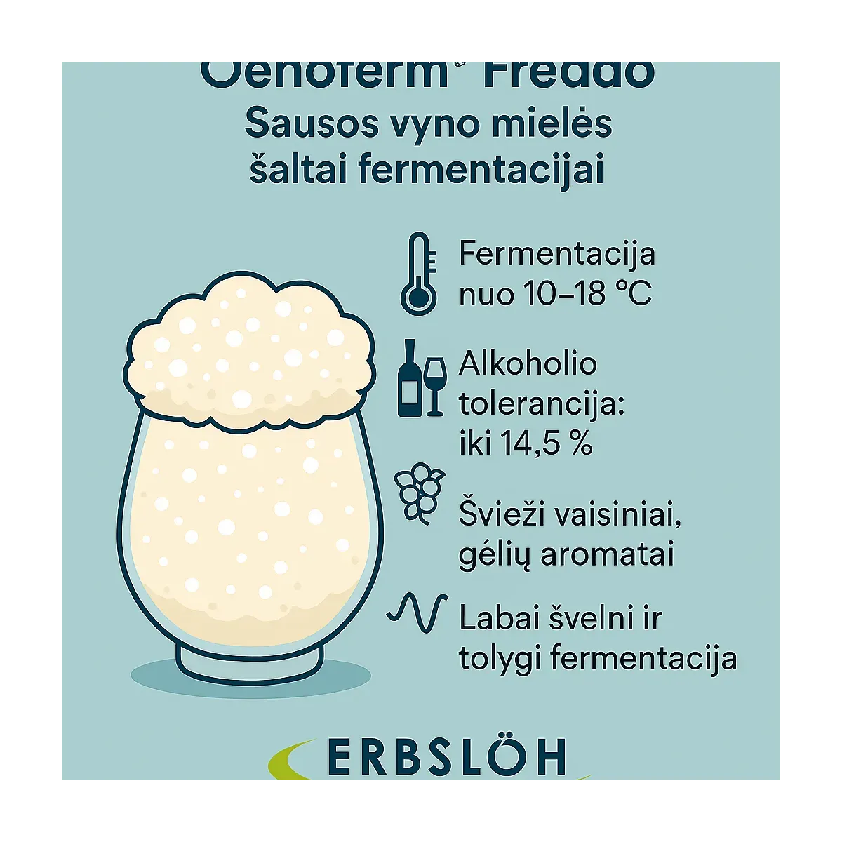 Sausos vyno mielės Freddo F3 Erbslöh|Vyno mielės