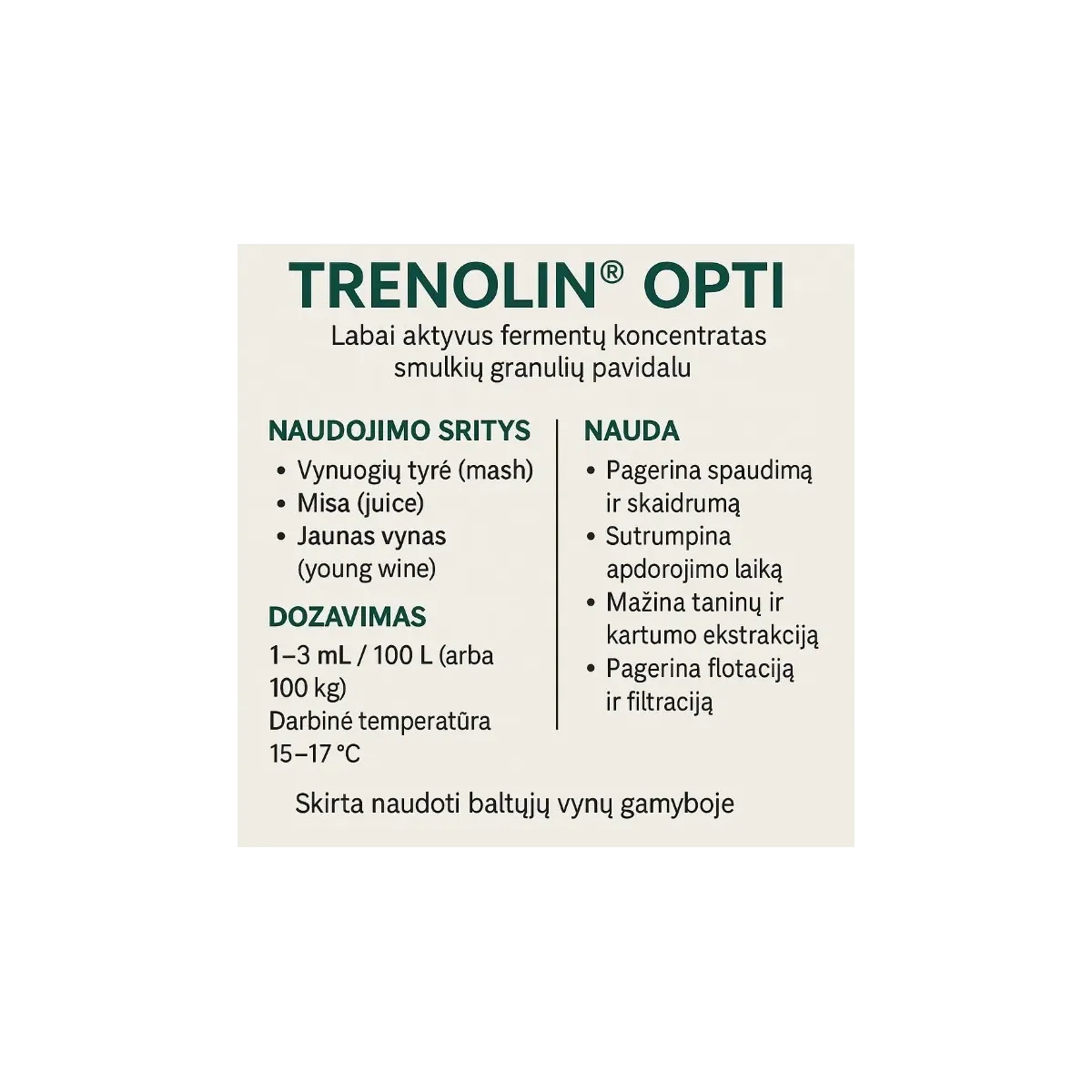 Fermentas Trenolin Opti Erbslöh|Fermentai