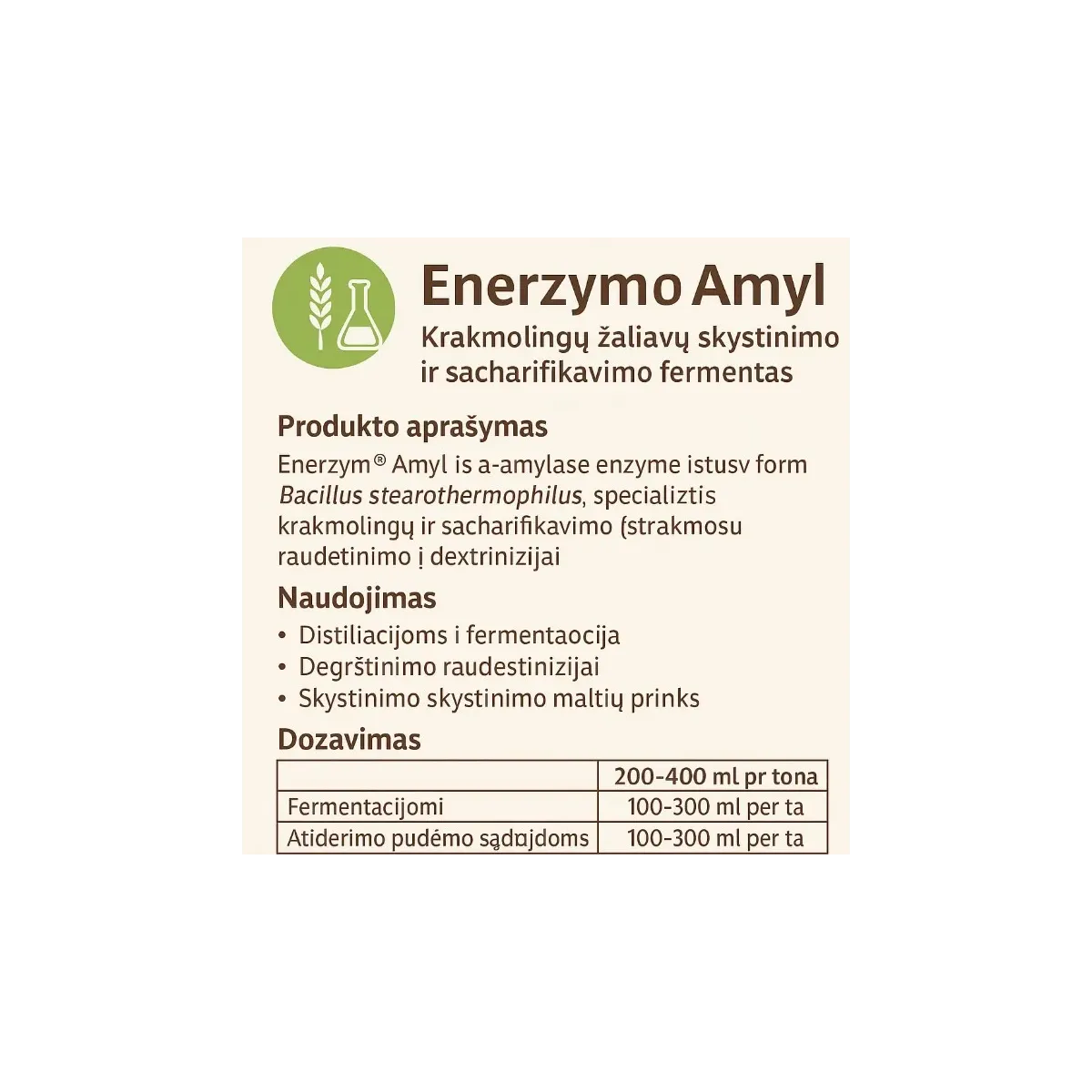 Fermentas EnerZyme® AMYL Erbslöh|Fermentai
