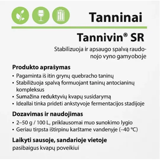 Taninai Tannivin SR skirtas raudonojo vyno gamybai|Skonio priedai