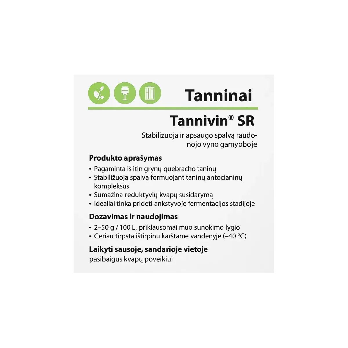 Taninai Tannivin SR skirtas raudonojo vyno gamybai|Skonio priedai
