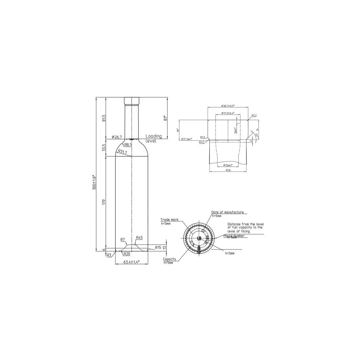 Stiklinis butelis Futura 500ml , skaidrus, pakuotė 12 vnt|Stikliniai buteliai