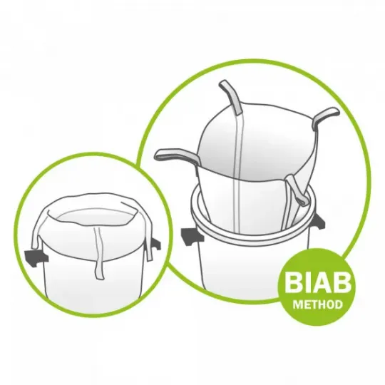 Maišelis apyniams, grūdams, ąžuolo drožlėms mirkyti|Skonio priedai Maišelis apyniams, grūdams, ąžuolo drožlėms mirkyti|Skonio priedai