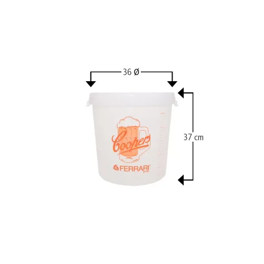 Plastikinis kibiras baltas 32l, be skylės|Plastikinė fermentacijos tara Plastikinis kibiras baltas 32l, be skylės|Plastikinė fermentacijos tara